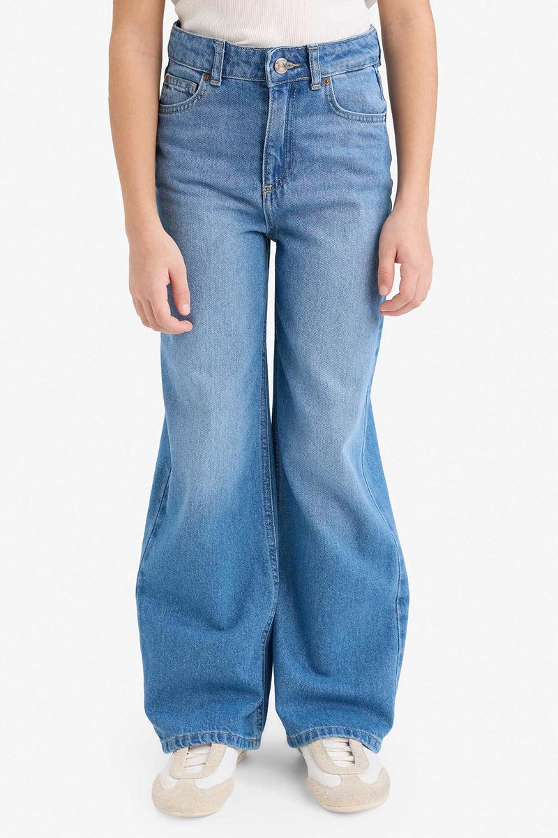 DeFacto Blue Girl Girl 90's Wide Leg Wide Leg Jeans Casual - Image 3